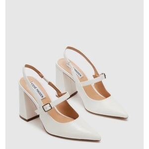 Steve Madden Maegan White Patent Heels (Mules) 9.5